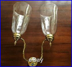 Colonial Williamsburg Virginia Metalcrafters Bruton 2 Arm Brass Hurricane Sconce