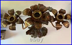 Copper Leaf And Flower Hand Forged 3 Candle Holder Candelabra Ornate 18 Tall