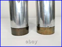David Marshall Desenos Candlesticks 2 Brutalist Aluminum Brass 9 1/4 8 1/4 Pair