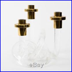 Dorothy Thorpe Clear Lucite Brass Pretzel Twist Candle Holder Mid Century Modern