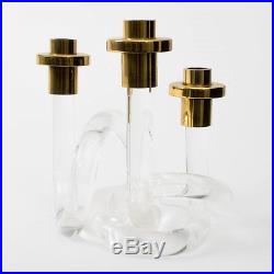 Dorothy Thorpe Clear Lucite Brass Pretzel Twist Candle Holder Mid Century Modern