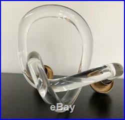 Dorothy Thorpe Lucite Pretzel Double Candle Holder Sculpture MCM Gold/ Brass