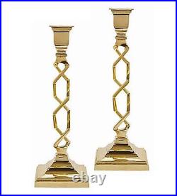Dorset Polished Brass Open Link Candle Holder Pair