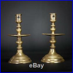 Dutch Brass Candlesticks Pair Heemskirk Two Antique Candle Holders 9