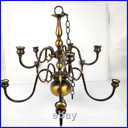 Dutch Colonial Style Brass Chandelier Candle Holder 2 Tier 10 Light 21H x 22W