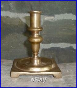 EARLY ANTIQUE 17th CENTURY BRASS CANDLESTICK LIGHTING CANDLE HOLDER