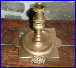 EARLY ANTIQUE 17th CENTURY BRASS CANDLESTICK LIGHTING CANDLE HOLDER NR