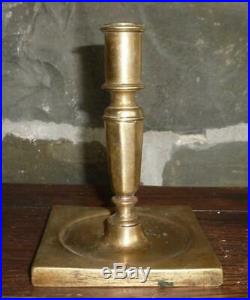 EARLY ANTIQUE 17th CENTURY BRASS CANDLESTICK LIGHTING CANDLE HOLDER SPANISH