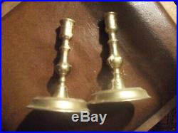 EARLY ANTIQUE 17th CENTURY BRASS CANDLESTICKS LIGHTING CANDLE HOLDERS