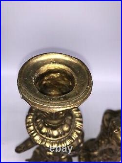 ESTATE antique/vintage Bronze/Brass CHERUB ANGELS Sconces Table candle holders