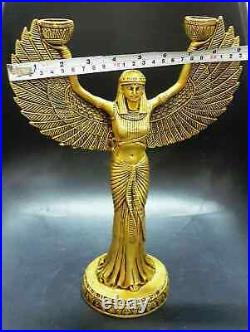 Egypt Queen Statue Brass Candle Holder Beautiful Winged Girl Candle Stand HK139