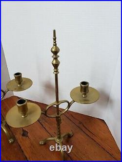 English Brass Adjustable Double Arm Candlestick Holders (Antique)