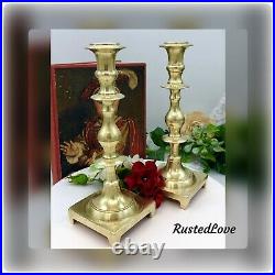 English Solid Brass Vintage Candle sticks Very heavy 6 lbs Set of 2