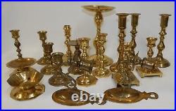 Estate Lot 18 Vtg Brass Assorted Candlestick Holders Wedding Parties Home Decor
