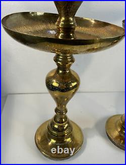 Etched Brass Candlestick Candle Holders A Pair Of 29 Church Wedding Nice