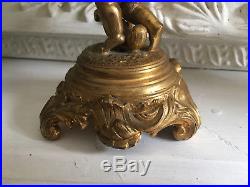 Exquisite Pair Of French Antique Ornate Gilt Brass Cherub Candle Holders