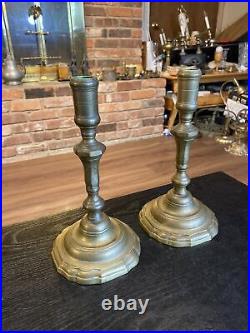 Extremely Rare HTF Antique Colonial Williamsburg Brass Candlesticks Holders