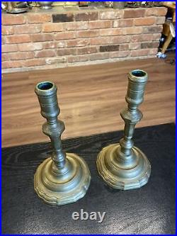 Extremely Rare HTF Antique Colonial Williamsburg Brass Candlesticks Holders