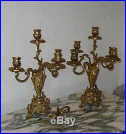 FABULOUS Pair Of ORNATE 5 Arm FRENCH BAROQUE Brass CANDELABRAS