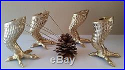 Four Vintage Brass Claw Candle Holders Eagle Talon Foot MID Century Gothic