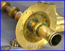 Fine Antique 1650 Tall Spanish Brass Candlestick Candle Holder Nice Paw Feet