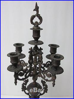 Fine Antique Victorian Style Solid Brass 5 Arm Candle Holder with Snuffer