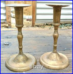 Fine Large Pair Antique 16th 17th Century Brass Candlestick Candle Holders