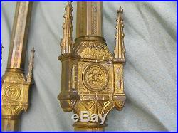 Fine Ornate Gothic Alter Brass Candlesticks Candle Holders / Stands