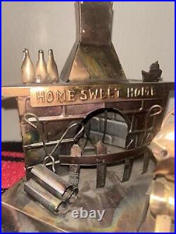 Flaming Wick Home Sweet Home Brass Musical Candle Holder with wind-up cat LQQK