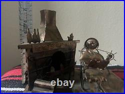 Flaming Wick Home Sweet Home Brass Musical Candle Holder with wind-up cat LQQK