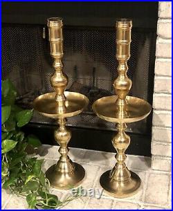 Floor Solid Brass Candle Holder Etched Alter Church Alter Pillar Pan 29.5 2