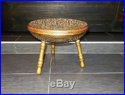 Foot Warmer Three Leg Stool Brass Decorative Turkish Metalwork Enamel Antique