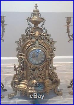 Franz Hermle Imperial Bronze Brass Clock & Candle holders! A rare find