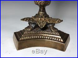 French Decorative Pair Antique Brass 3 Arms Candlestick Candle Holder Candelabra