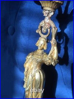 French Empire Ormolu Antique Figurine Holding 3 Candelabra 18th century So RARE