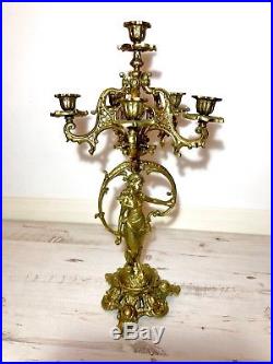 French Heavy Brass Candelabra Candle Holder