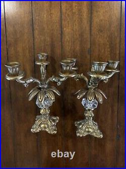 French Provincial Candalabras Candle Holders a Pair 2 Brass