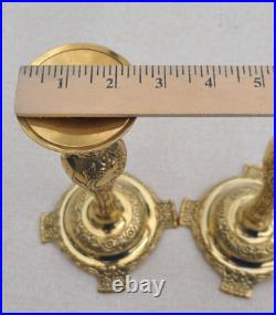 GATCO Pair of Vintage Brass Floral Repousse Candlesticks made in INDIA