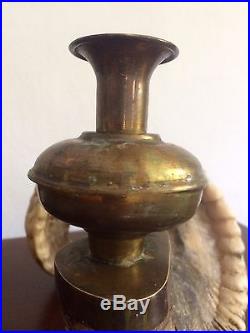GENUINE Rams Horn Candle Stick Holders with hand made Brass trim stunning