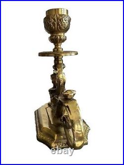 GRIFFIN Monster Beast Dragon Candlestick Candle Holder Solid Brass Bronze Decor