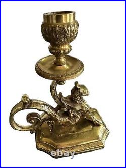 GRIFFIN Monster Beast Dragon Candlestick Candle Holder Solid Brass Bronze Decor