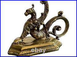 GRIFFIN Monster Beast Dragon Candlestick Candle Holder Solid Brass Bronze Decor