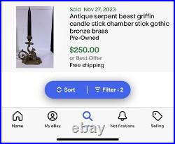 GRIFFIN Monster Beast Dragon Candlestick Candle Holder Solid Brass Bronze Decor