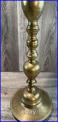 Giant Etched Brass Floor Candlesticks Altar Prayer Candle Holders 50 Inch Tall