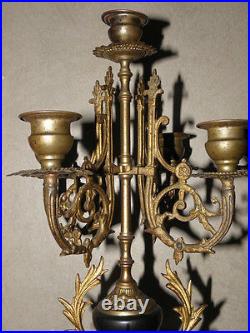 Gilt French Pair Candelabras Candle holders antique ornate brass bronze marble