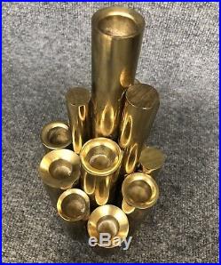 Gio Ponti Vintage Mid Century Modern Tubular Brass Candle Holder Candelabra