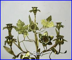 Gorgeous Brass Hollywood regency Flowers Candle Holder Candelabra HTF 5 arm