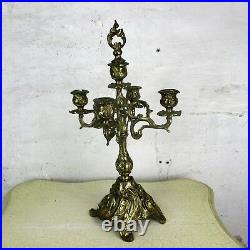 Gorgeous Brass Ornate Embossed Candle Holder Stick Candelabra 5 arm Sniffer