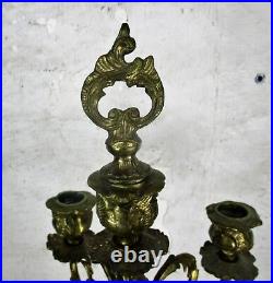 Gorgeous Brass Ornate Embossed Candle Holder Stick Candelabra 5 arm Sniffer