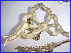 Gorgeous Hollywood Regency Old French Candle Holders Sconces Pair Of Bows Brass